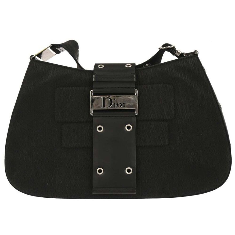 Christian Dior Vintage Street Chic Columbus Canvas Black Canvas Shoulder Bag Bag